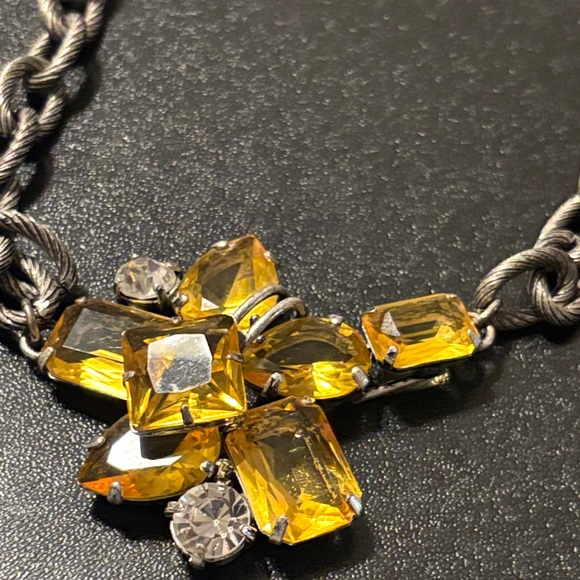 Elegant Silver Tone Necklace With Yellow Resin Cabachons Necklace by Loft - Picture 3 of 8